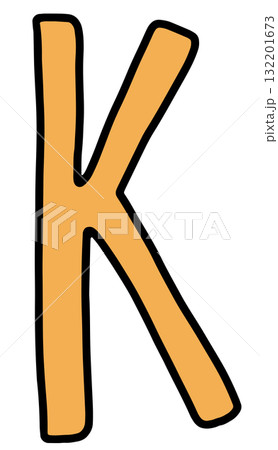 Hand draw K letters for A to Z alphabet designs, company logo, cartoon, icon, font, typography, cute patch, pin, brooch, fabric print, fashion, accessory, education book, stickers, initials, school 132201673