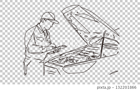 汽車修理工圖像線條畫插圖素材 132201866