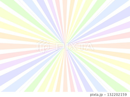 カラフルな放射線の背景　虹色　チラシ　フライヤー　ベクター 132202159