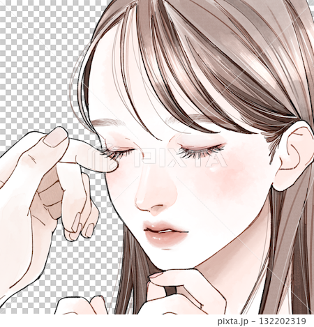 一位女士的長睫毛被觸摸 132202319