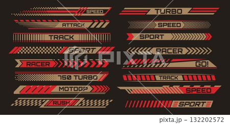 Motorcycle racing stripe sticker set 132202572