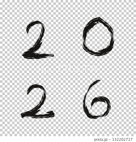 手繪墨水數字 2026 132202717