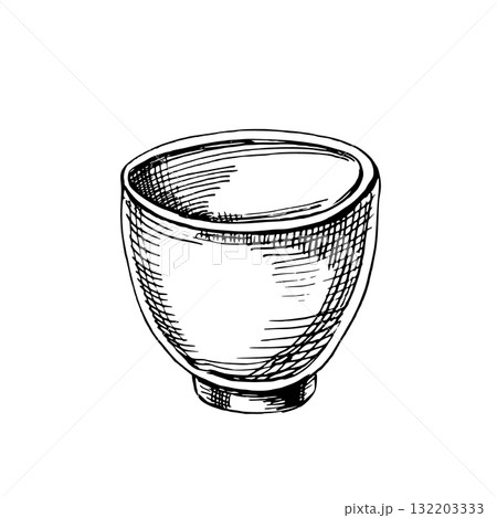 Empty coffee cup. Vector illustration in a realistic style on a coffee theme for coffee shop interiors, menu design, packaging printing, kitchen accessories, and textiles. Empty coffee cup. Vector illustration in a realistic style on a coffee theme for coffee shop interiors, menu design, packaging printing, kitchen accessories, and textiles. 132203333