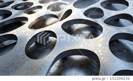 Conceptual modular structure with repeating patterns and textures Conceptual modular structure with repeating patterns and textures 132204210