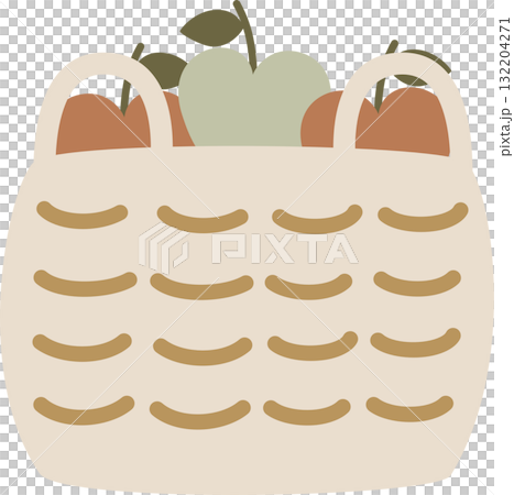 bucket of apple of autumn element, flat vector illustration cartoon design bucket of apple of autumn element, flat vector illustration cartoon design 132204271