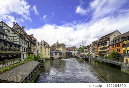 Strasbourg scenic river canal and architecture view, Alsace regi Strasbourg scenic river canal and architecture view, Alsace regi 132204850