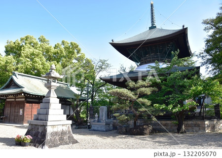名古屋市　笠寺観音（笠覆寺）境内の多宝塔と新緑 132205070