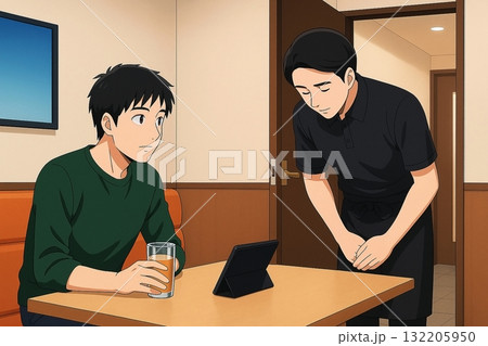 深々とお辞儀する店員とお客様 132205950