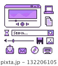Purple Pixel Art Vaporwave Icons Retro Y2K Computer Elements for Digital Design 132206105