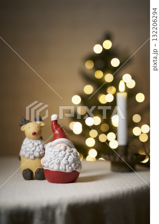 サンタクロースとトナカイ クリスマスイメージ サンタクロースとトナカイ クリスマスイメージ 132206294