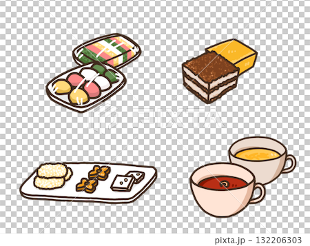 Korean traditional sweets and tea 132206303