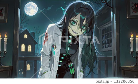 ハロウィーンでゾンビのマッドサイエンティストのイラスト ハロウィーンでゾンビのマッドサイエンティストのイラスト 132206356