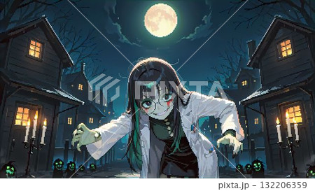 ハロウィーンでゾンビのマッドサイエンティストのイラスト ハロウィーンでゾンビのマッドサイエンティストのイラスト 132206359