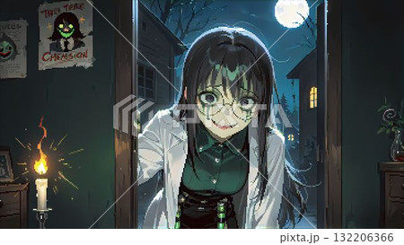 ハロウィーンでゾンビのマッドサイエンティストのイラスト ハロウィーンでゾンビのマッドサイエンティストのイラスト 132206366