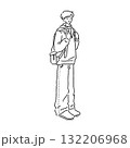ダボッとしたジーパンを穿いたシンプルな男性　線画 132206968