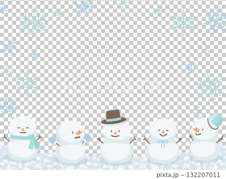 五個雪人和雪花框架 五個雪人和雪花框架 132207011
