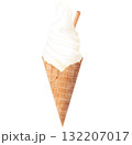焼き菓子が刺さったバニラ味のソフトクリーム 水彩 132207017