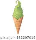 抹茶の味のソフトクリーム 水彩 132207019