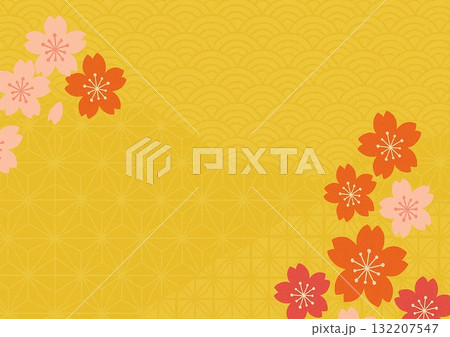 和紙の風合いを感じる和風パターン 132207547