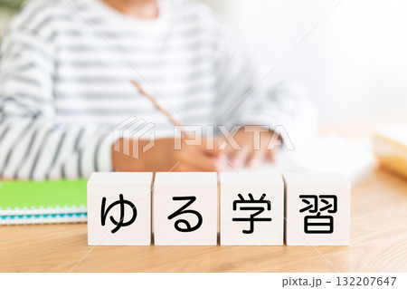 ゆる学習のブロックと勉強をする小学生の男の子 ゆる学習のブロックと勉強をする小学生の男の子 132207647
