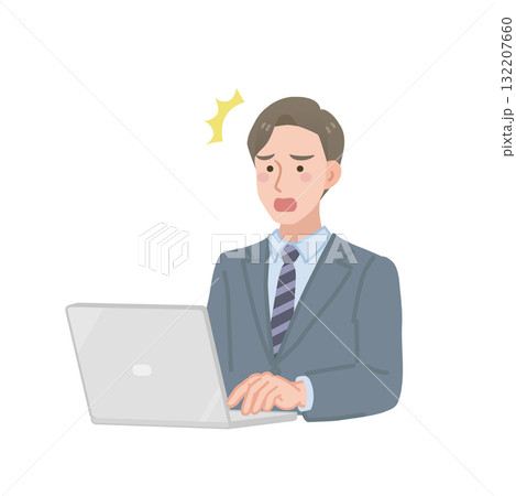 PC画面を見てショックを受けるビジネスマン 132207660