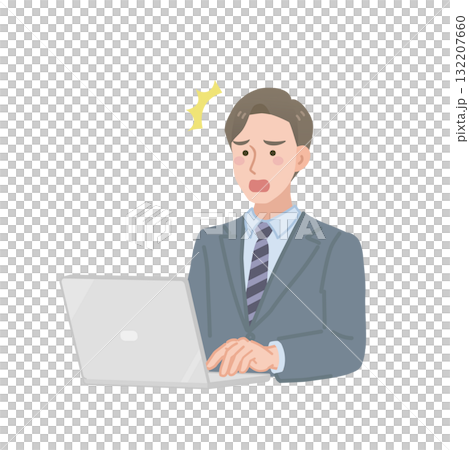 PC画面を見てショックを受けるビジネスマン 132207660