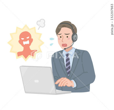 クレーム対応をするビジネスマンの男性 クレーム対応をするビジネスマンの男性 132207663