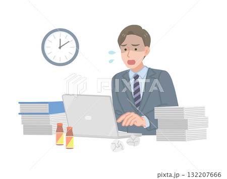残業をするビジネスマン 132207666
