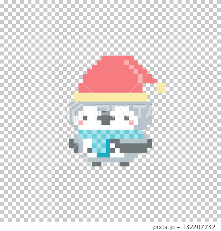 灰色貓頭鷹聖誕老人像素藝術 灰色貓頭鷹聖誕老人像素藝術 132207732