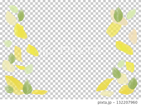 A frame of yellow flowers and leaves of ginkgo trees spreading vertically A frame of yellow flowers and leaves of ginkgo trees spreading vertically 132207960