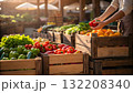 Colorful fresh produce at open-air market during sunny afternoon 132208340