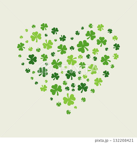 Clover leaf hearts with shamrock accents - vector illustration or banner 132208421