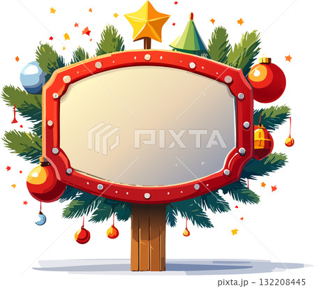 メッセージフレーム（クリスマスデコレーション/ベクター,ベクトル） 132208445