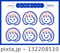 手書き風　女の子　顔　イラスト　カラー 132208510