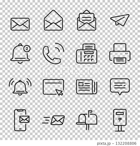 Simple icon set | Email, notification, announcement, contact Simple icon set | Email, notification, announcement, contact 132208806