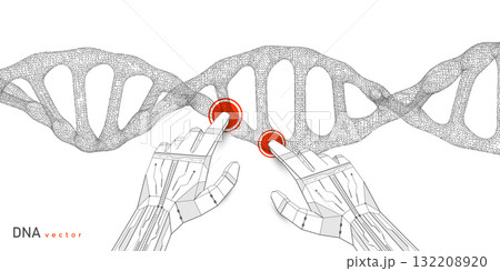 Robotic medicine. Human DNA .Biotechnology, biochemistry, genetics and medicine concept.Vector illustration . 132208920