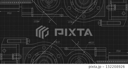Engineering education. Technology background. Technical drawing .Vector illustration . 132208926