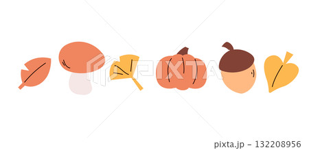 Autumn Nature Icon Symbols Isolated On White Background 132208956