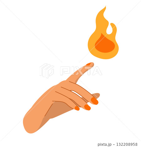 Cartoon Illustration Of Hand Creating A Fire Flame Isolated On White Background Cartoon Illustration Of Hand Creating A Fire Flame Isolated On White Background 132208958