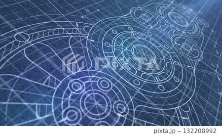 Technology background. Engineering education. Technical drawing . illustration . 132208992