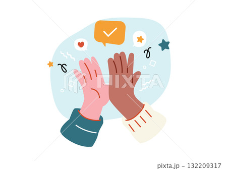ハイタッチをする手のイラスト 132209317