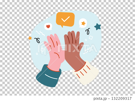 ハイタッチをする手のイラスト 132209317