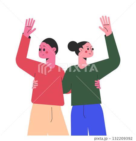 Hugging Man and Woman Character Embrace Each Other Feel Warmth Vector Illustration 132209392