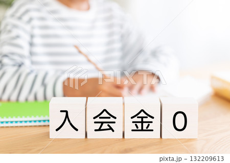 入会金0のブロックと勉強をする小学生の男の子 132209613