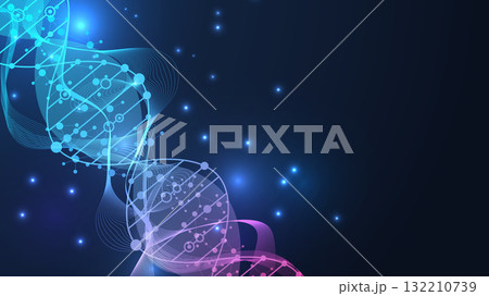 Molecular structure DNA, atom, neurons. Medical, technology, chemistry, science background. Science concept for your design. Connected lines with dots. Vector illustration. Molecular structure DNA, atom, neurons. Medical, technology, chemistry, science background. Science concept for your design. Connected lines with dots. Vector illustration. 132210739