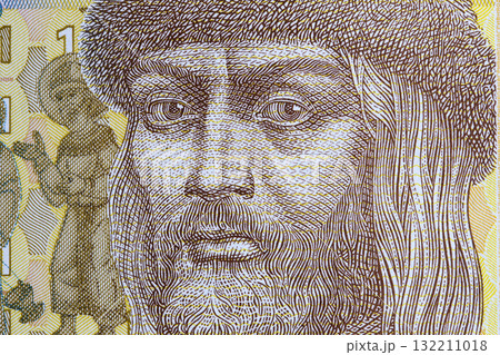 Vladimir the Great a closeup portrait from Ukrainian money 132211018