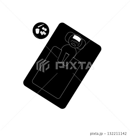 風邪で寝込んでる人 ピクトグラム 風邪で寝込んでる人 ピクトグラム 132211142