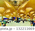カンボジア・テチョ国際空港の内部風景｜2025年開港の新空港を描いた水彩画風イラスト 132211669