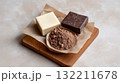 Artisan Dessert Concept Featuring Dark and White Chocolate with Cocoa Powder 132211678