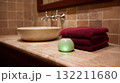 Cozy Spa Inspired Home Scene Featuring Warm Light and Clean Modern Decor 132211680